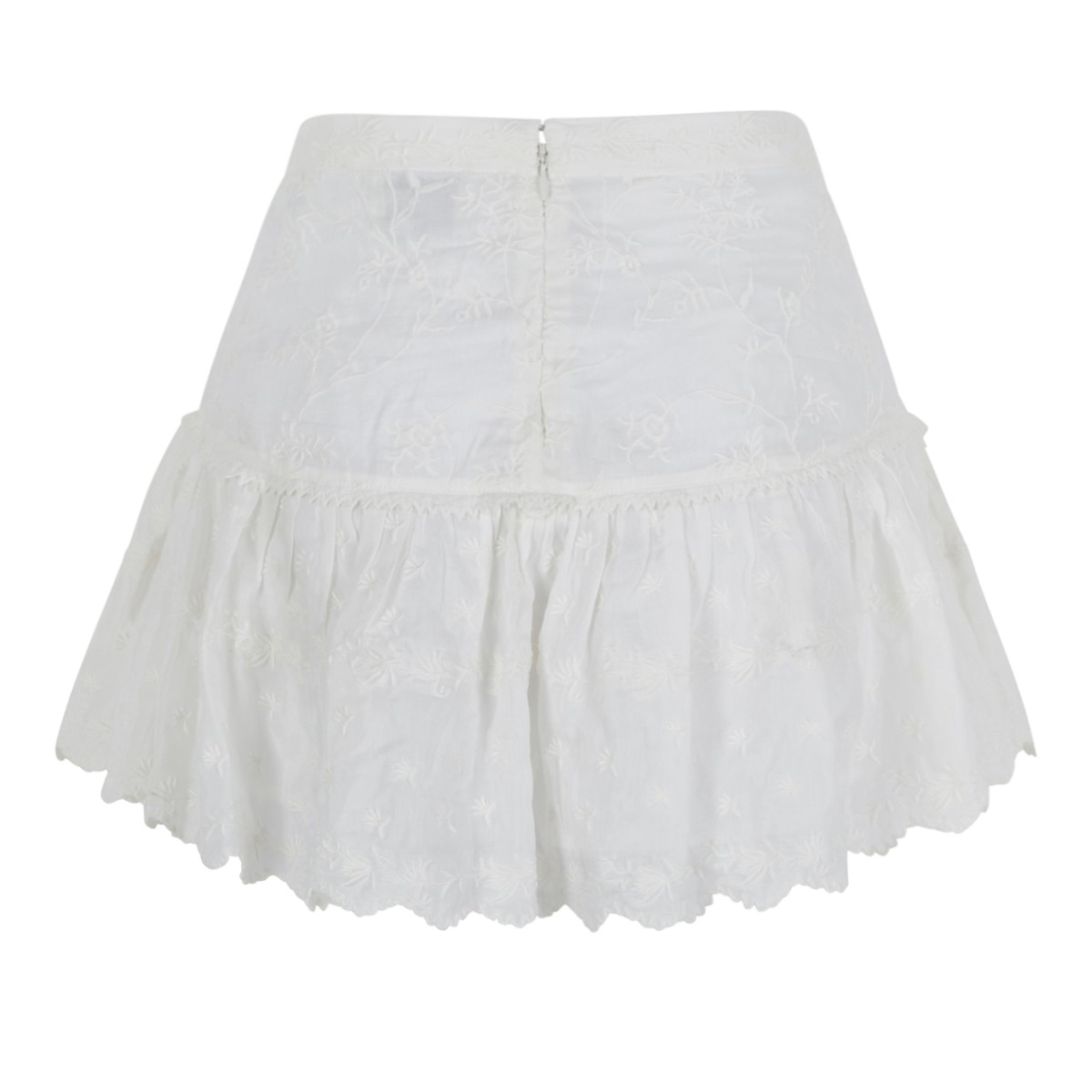 Isabel Marant White Embroidered Cotton Mini Skirt.