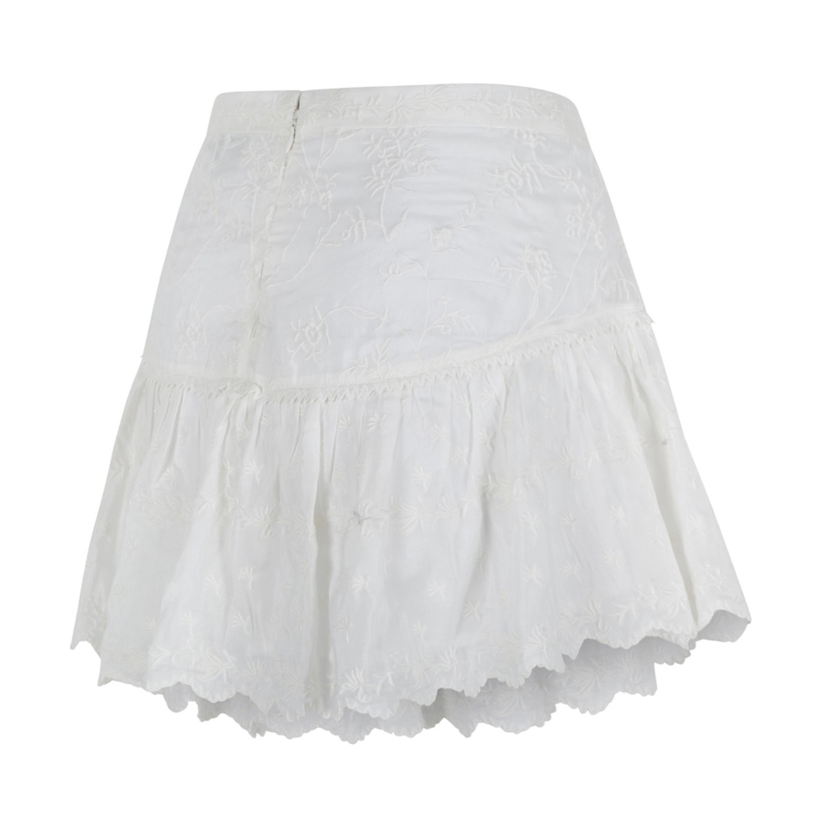 Isabel Marant White Embroidered Cotton Mini Skirt.