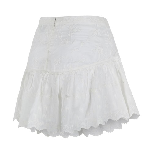 Isabel Marant White Embroidered Cotton Mini Skirt.