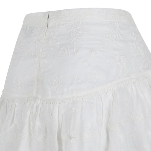 Isabel Marant White Embroidered Cotton Mini Skirt.