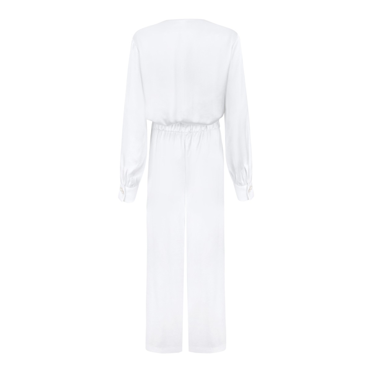 Genny White Satin Utility Jumpsuit.