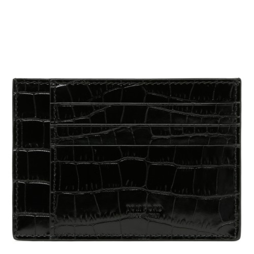 Tom Ford Black Crocodile-Embossed Leather Card Holder.  