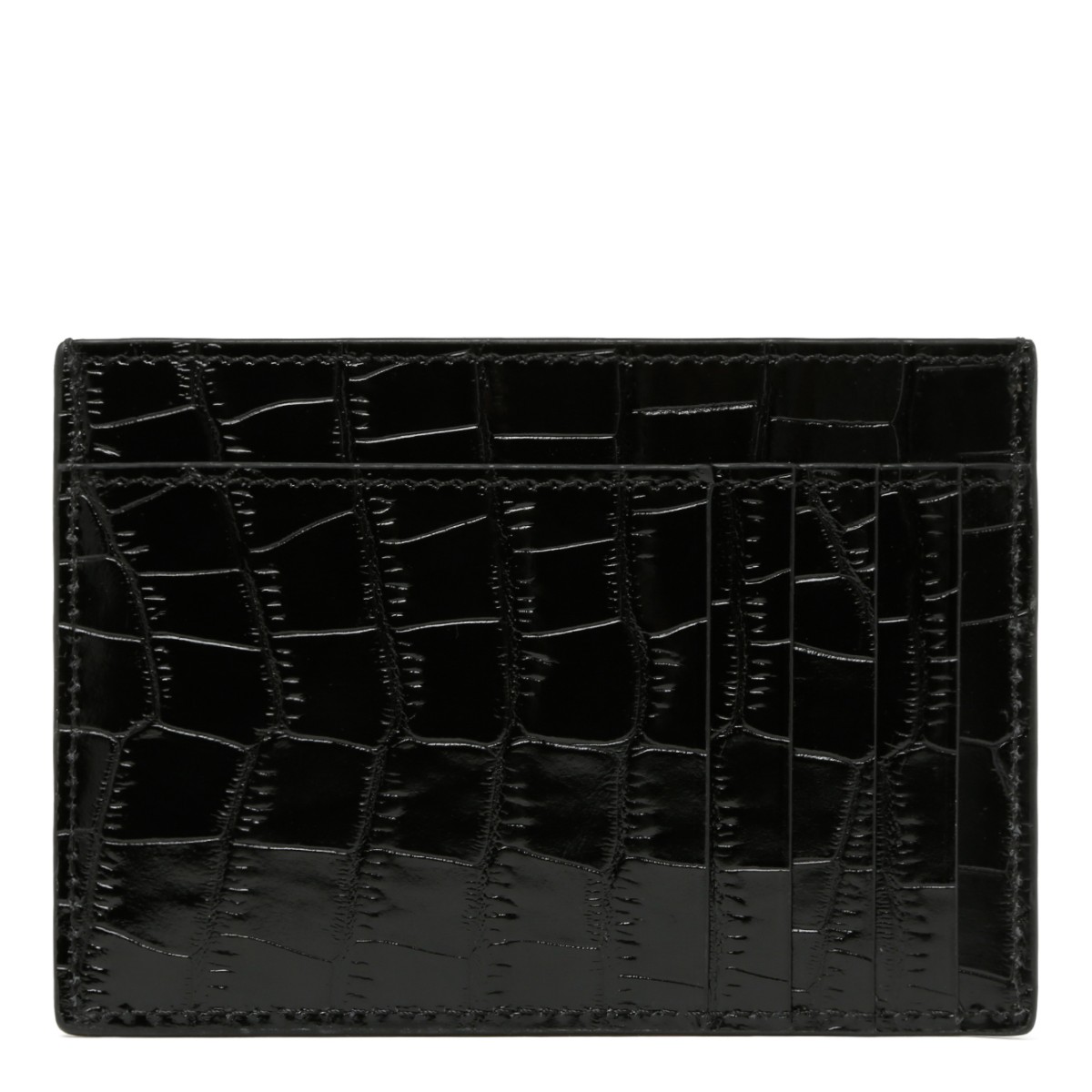 Tom Ford Black Crocodile-Embossed Leather Card Holder.  