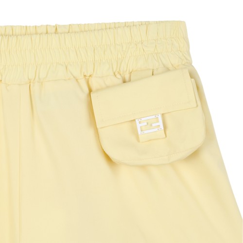 Fendi Yellow Cotton Shorts with Elastic Waist.