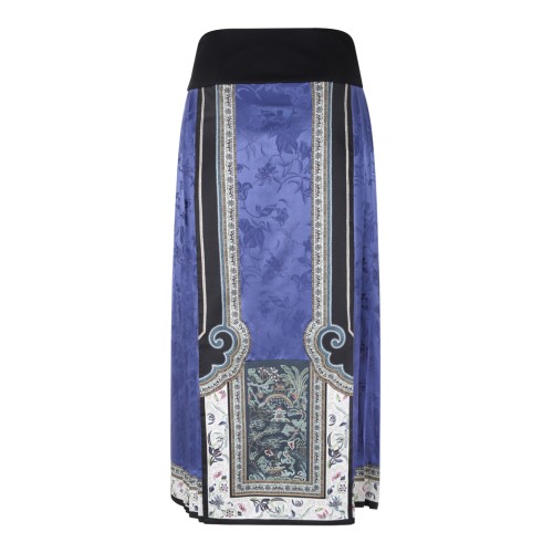 Hui Milano Blue Printed Maxi Skirt with Ornamental Motifs. 2