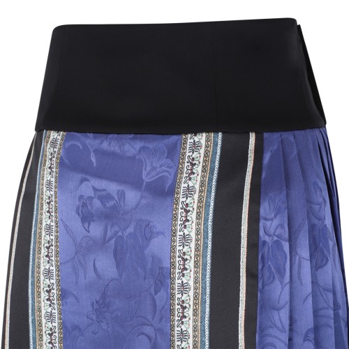 Hui Milano Blue Printed Maxi Skirt with Ornamental Motifs.