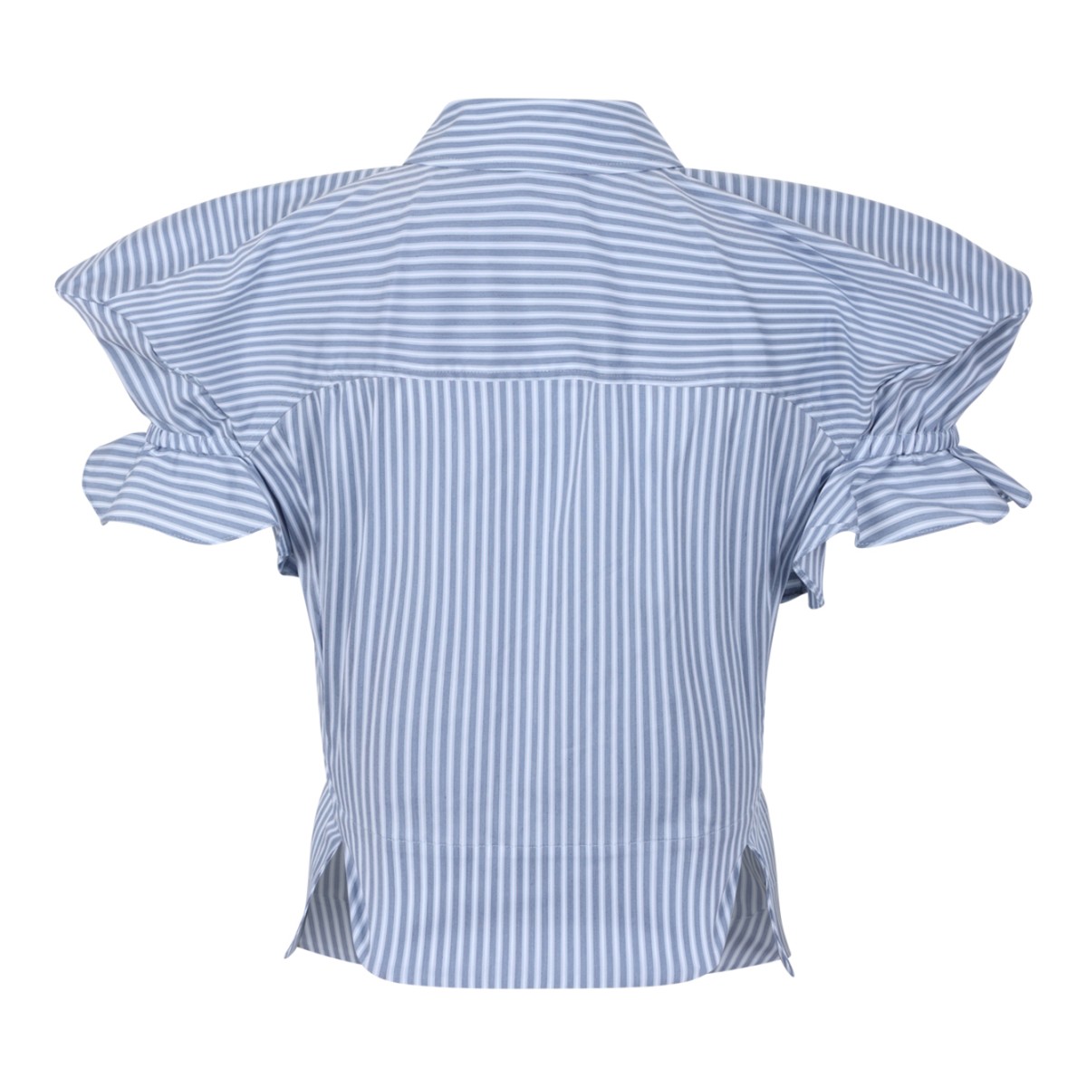 Vivienne Westwood Blue Striped Draped Short-Sleeve Shirt.