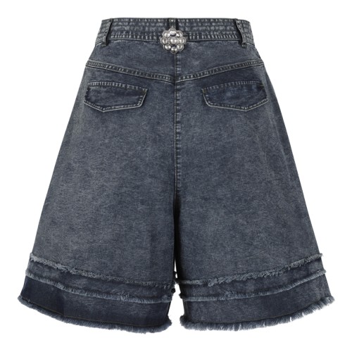 Hui Milano Blue Denim Wide-Leg Bermuda Shorts. 2