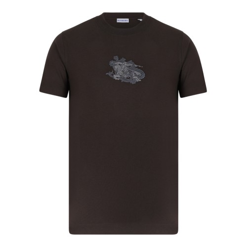 Burberry Dark Brown Cotton T-Shirt with Equestrian Knight Motif. 