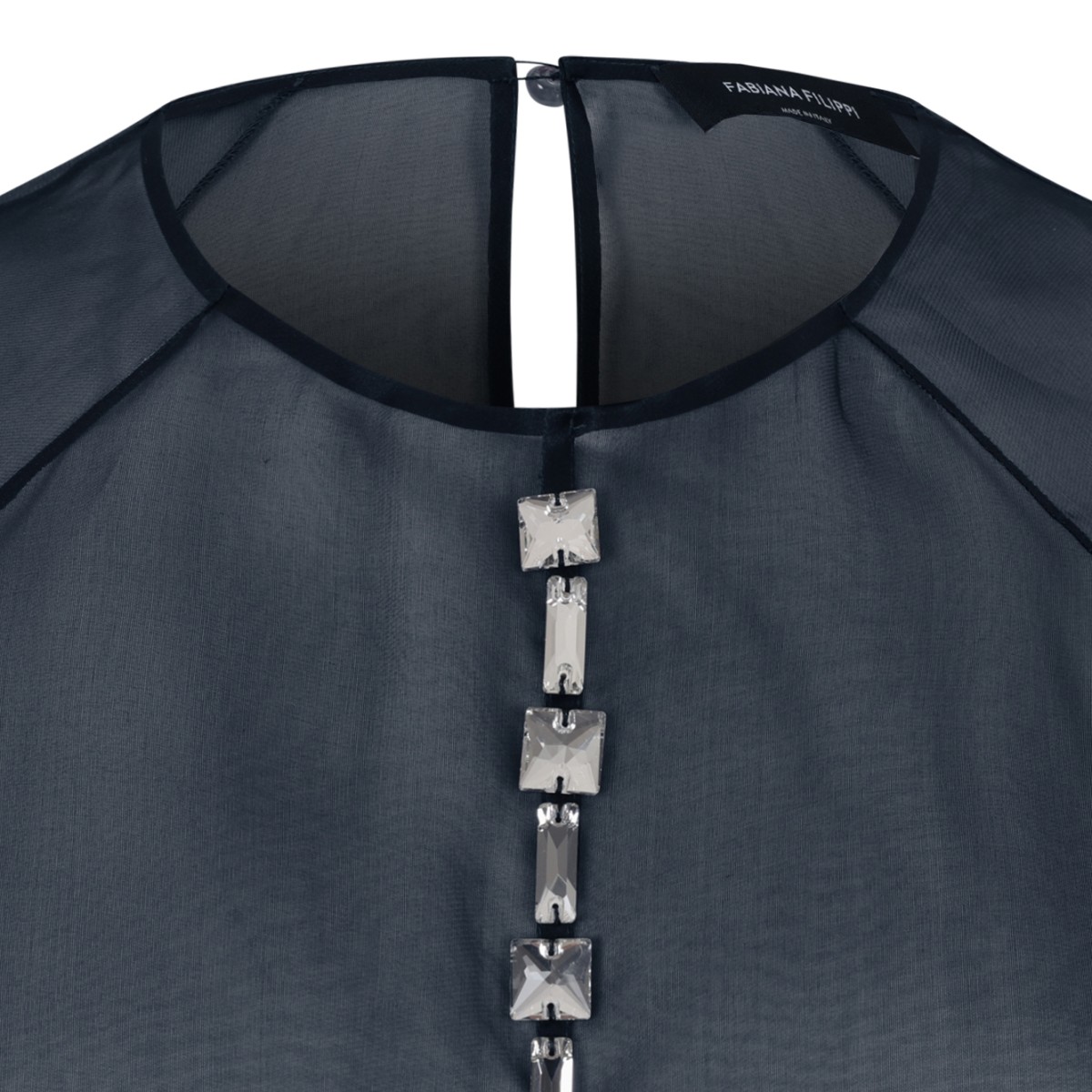 Fabiana Filippi Black Embellished Button-Up Cardigan.  