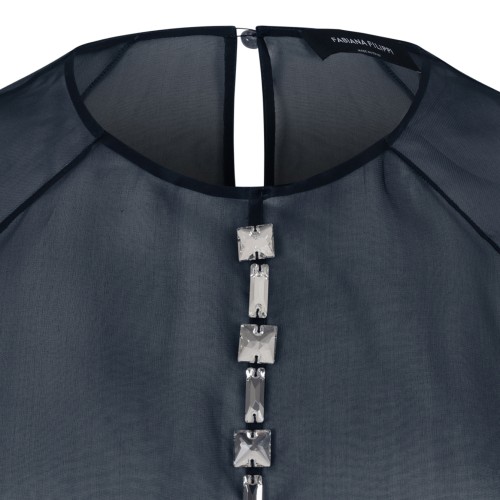 Fabiana Filippi Black Embellished Button-Up Cardigan.  