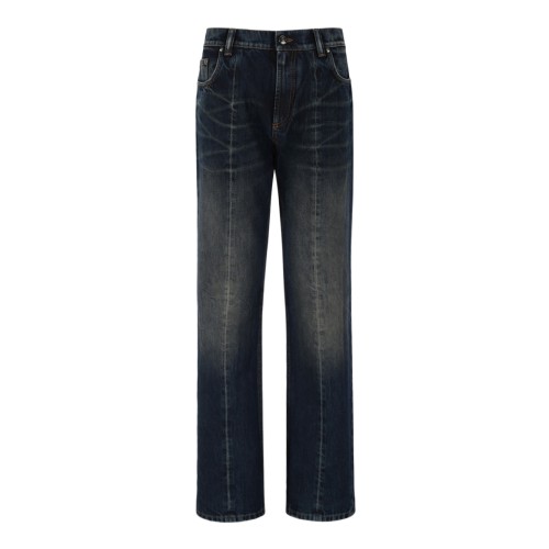 Versace Blue Washed Straight-Leg Denim Jeans.