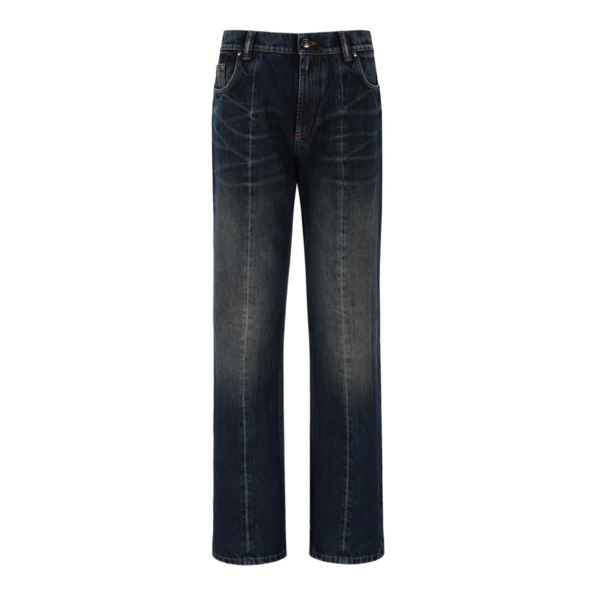 Versace Blue Washed Straight-Leg Denim Jeans.