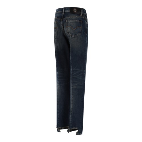 Versace Blue Washed Straight-Leg Denim Jeans.