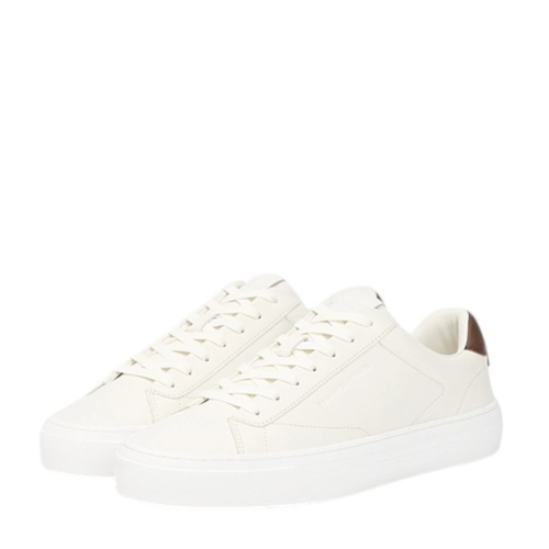 Tommy Hilfiger White Leather Low-Top Sneakers.  
