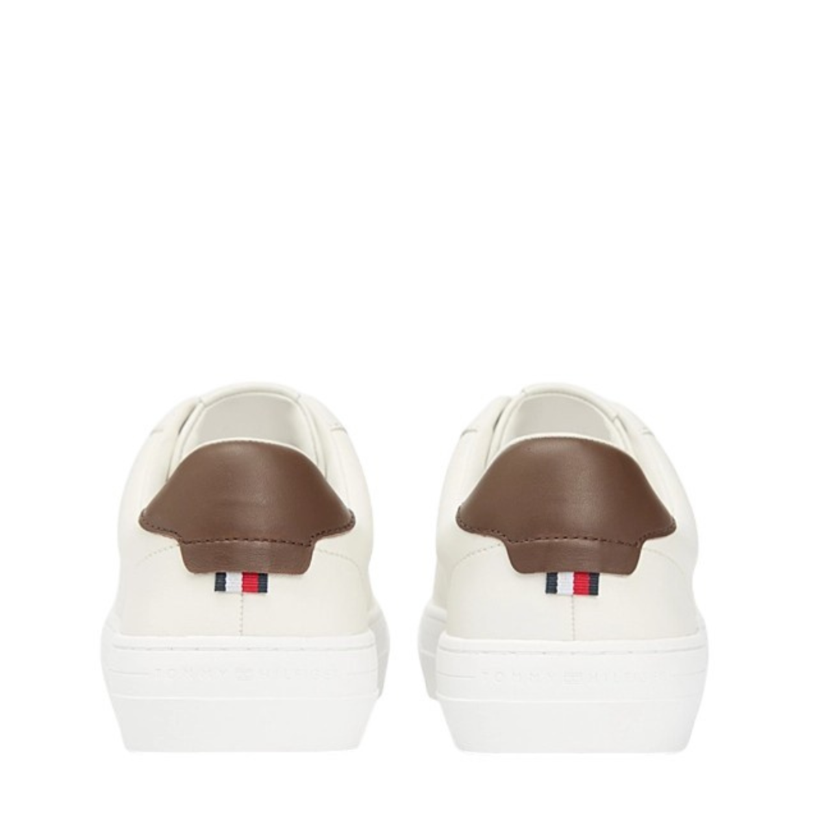 Tommy Hilfiger White Leather Low-Top Sneakers.  