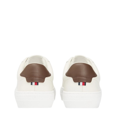 Tommy Hilfiger White Leather Low-Top Sneakers.  