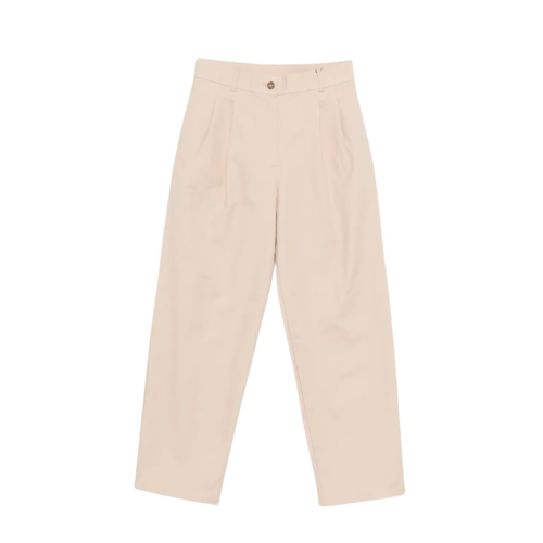Calvin Klein Beige Wide-Leg Tailored Trousers.  