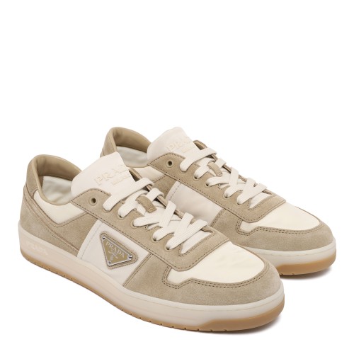Prada Beige Suede and Leather Low-Top Sneakers. 2