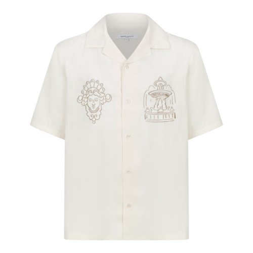Maison Kitsun Beige Short-Sleeve Utility Shirt.