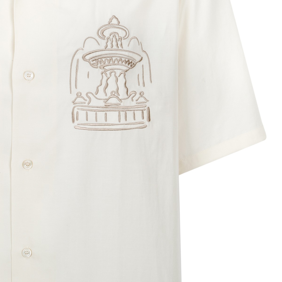 Maison Kitsun Beige Short-Sleeve Utility Shirt.