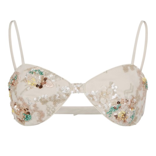 Hui Milano Ivory Embroidered Sequin Bralette Top.