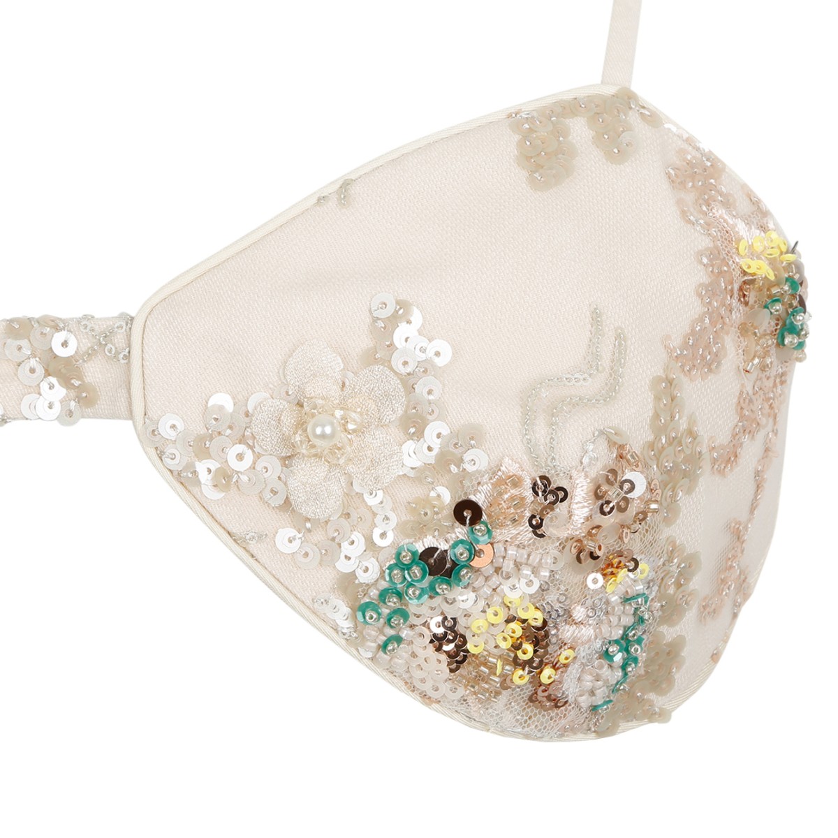 Hui Milano Ivory Embroidered Sequin Bralette Top.