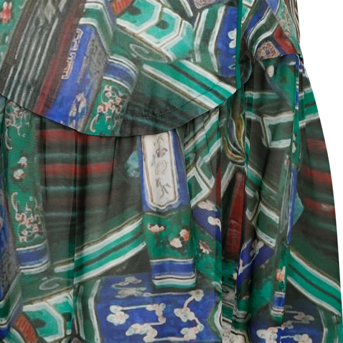 Hui Milano Multicolor Printed Silk Midi Dress.