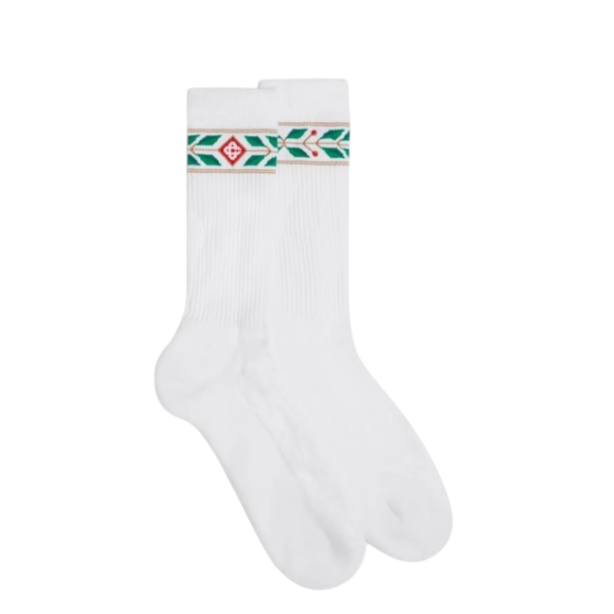 Casablanca White Cotton Socks with Geometric Detail. 