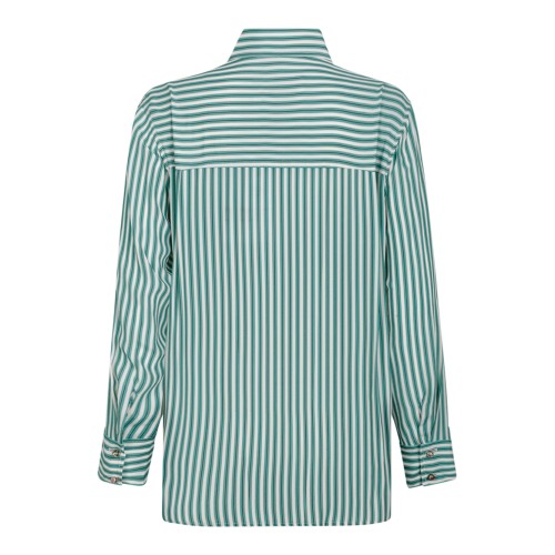 Hui Milano Green and White Striped Cotton Shirt. 2