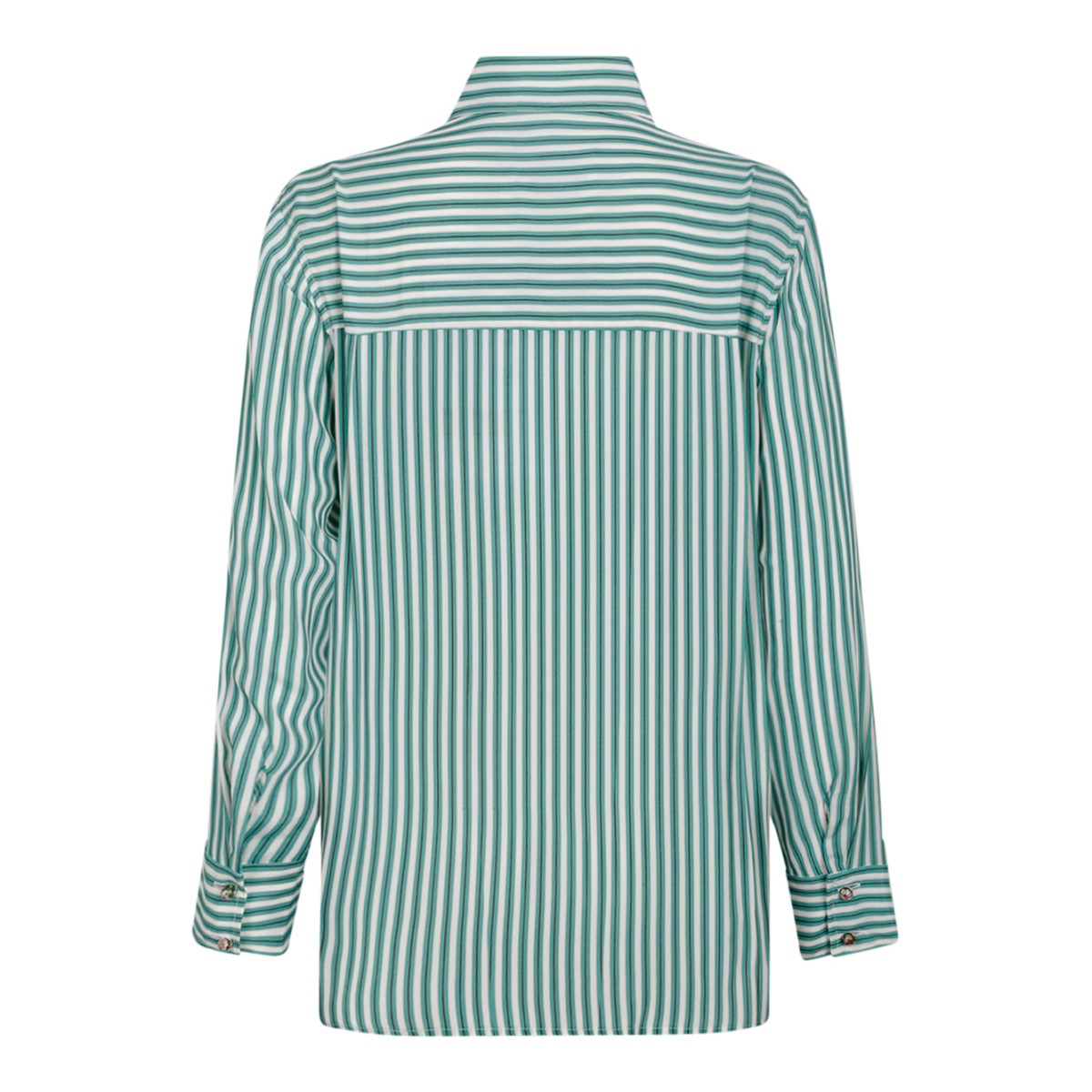 Hui Milano Green and White Striped Cotton Shirt.