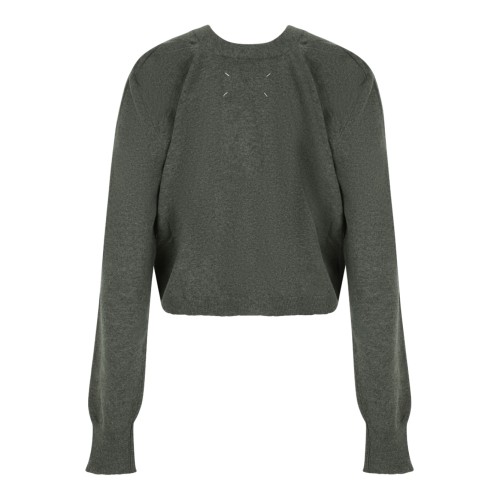 Maison Margiela Grey Cropped Wool Cardigan.  2