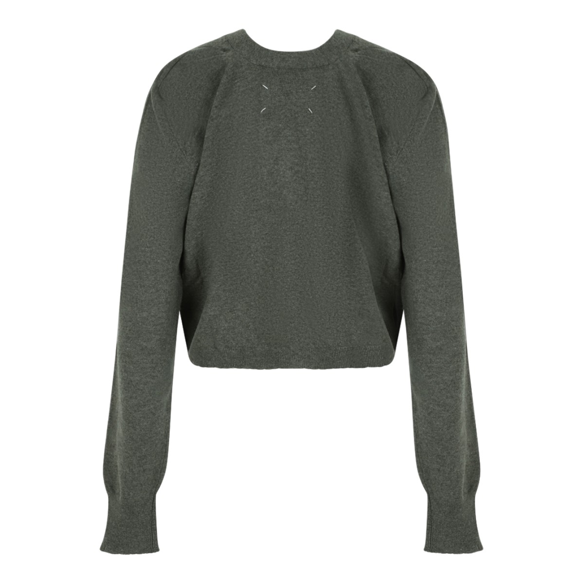 Maison Margiela Grey Cropped Wool Cardigan. 