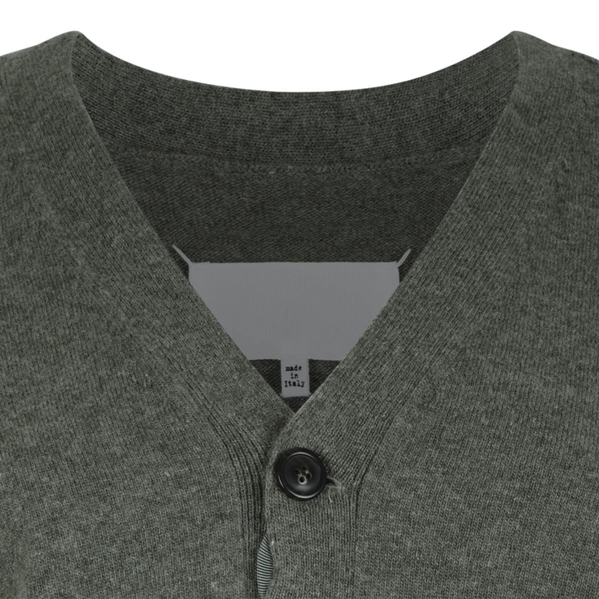 Maison Margiela Grey Cropped Wool Cardigan. 