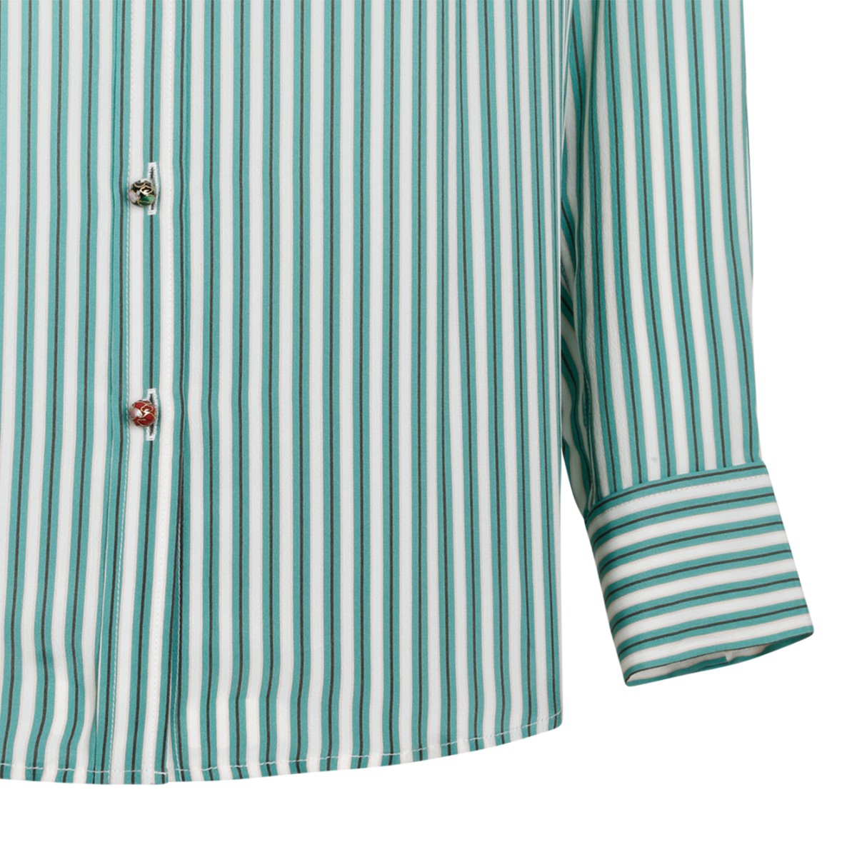 Hui Milano Green and White Striped Cotton Shirt.