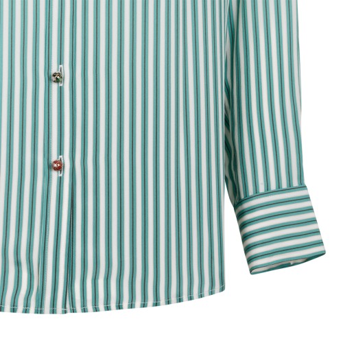 Hui Milano Green and White Striped Cotton Shirt.