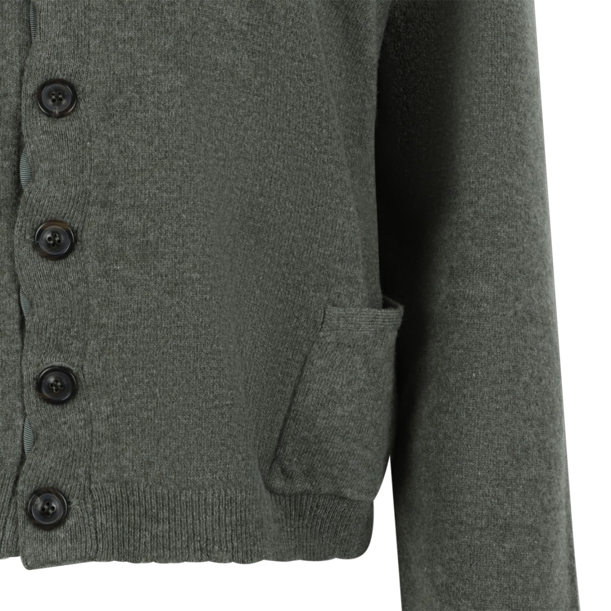 Maison Margiela Grey Cropped Wool Cardigan. 