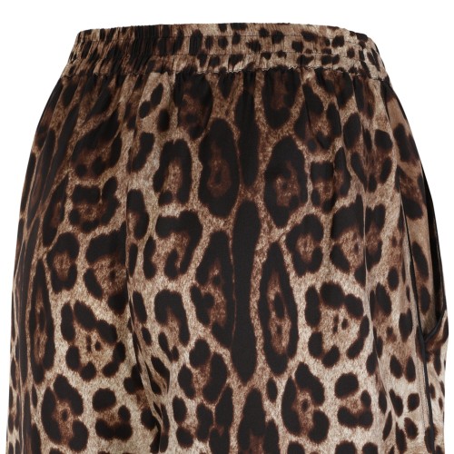 Dolce & Gabbana Leopard Print Silk Shorts.