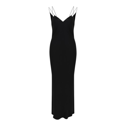 Tom Ford Black Slip Maxi Dress with Chain Straps.
