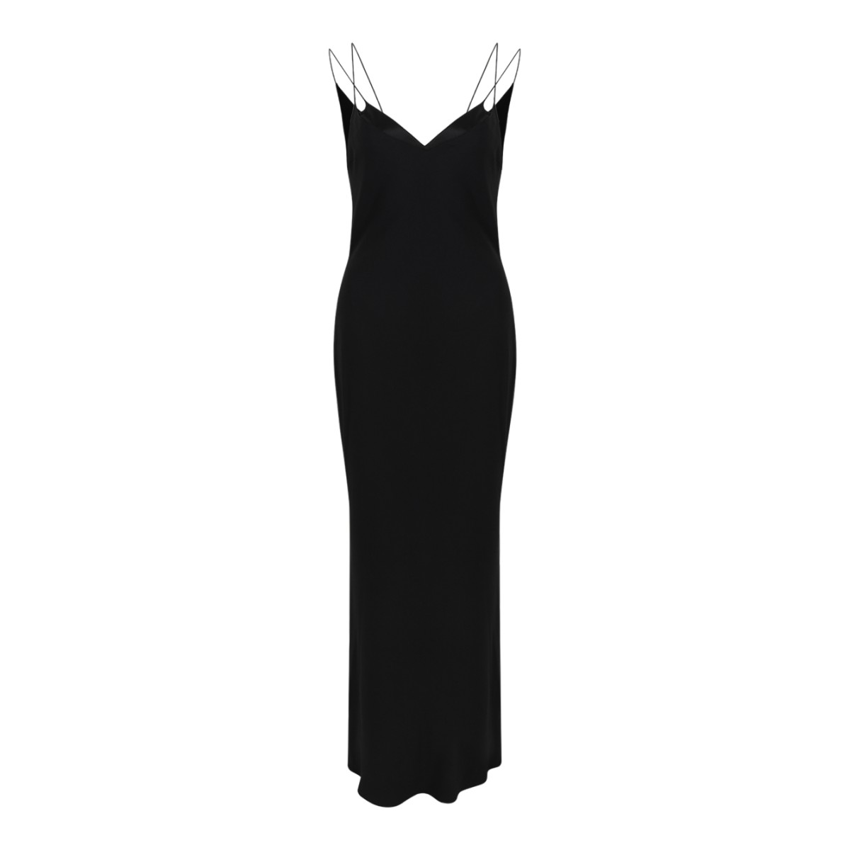 Tom Ford Black Slip Maxi Dress with Chain Straps.