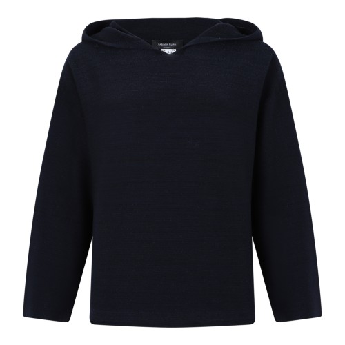 Fabiana Filippi Navy Textured Hooded Knit Top.  