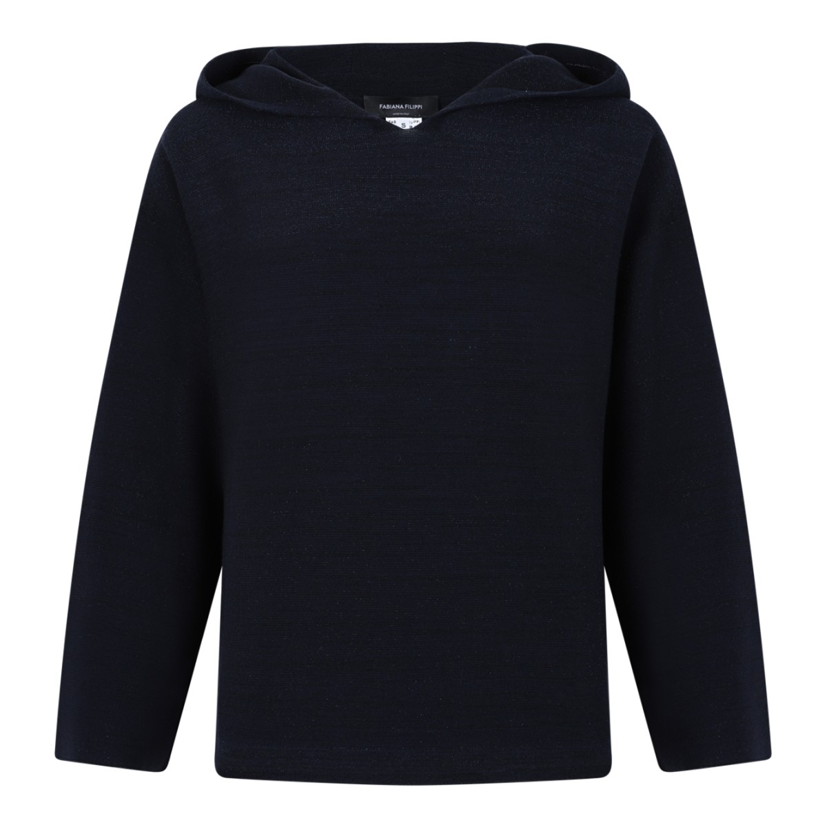 Fabiana Filippi Navy Textured Hooded Knit Top.  