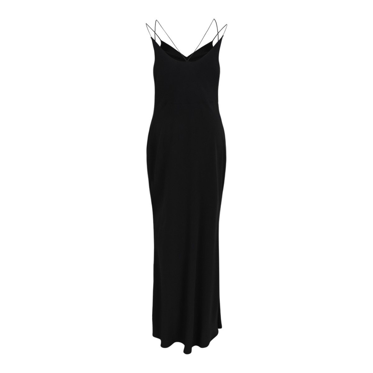 Tom Ford Black Slip Maxi Dress with Chain Straps.