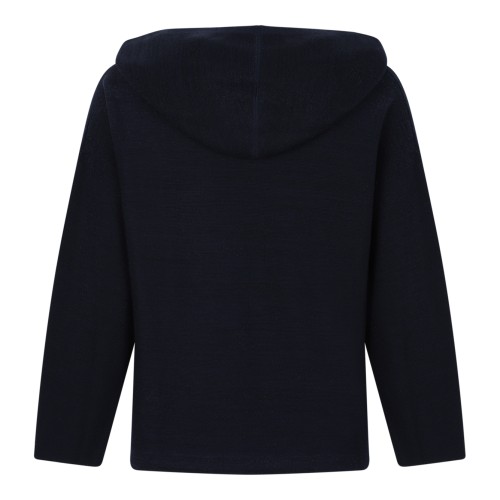 Fabiana Filippi Navy Textured Hooded Knit Top.   2
