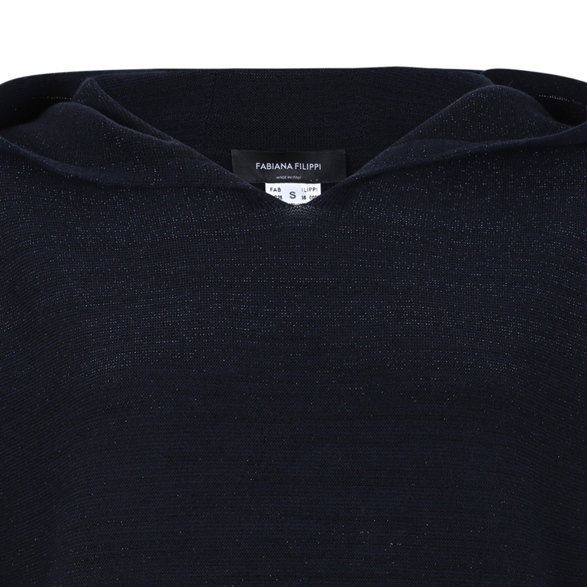Fabiana Filippi Navy Textured Hooded Knit Top.  