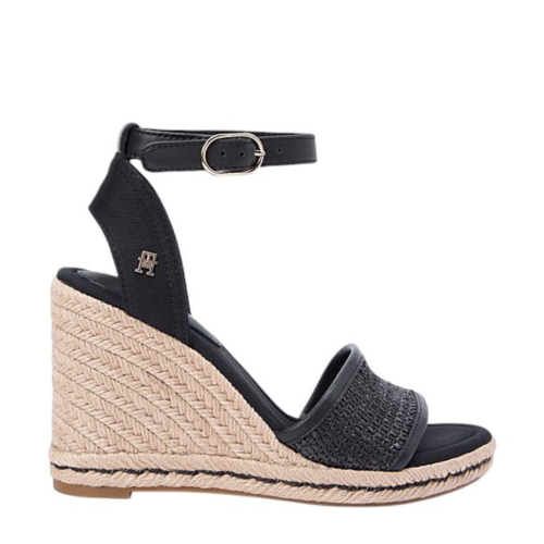 Tommy Hilfiger Black Espadrille Wedge Sandals.