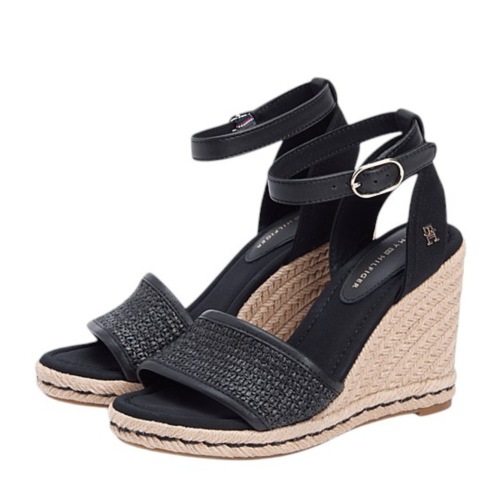 Tommy Hilfiger Black Espadrille Wedge Sandals. 2