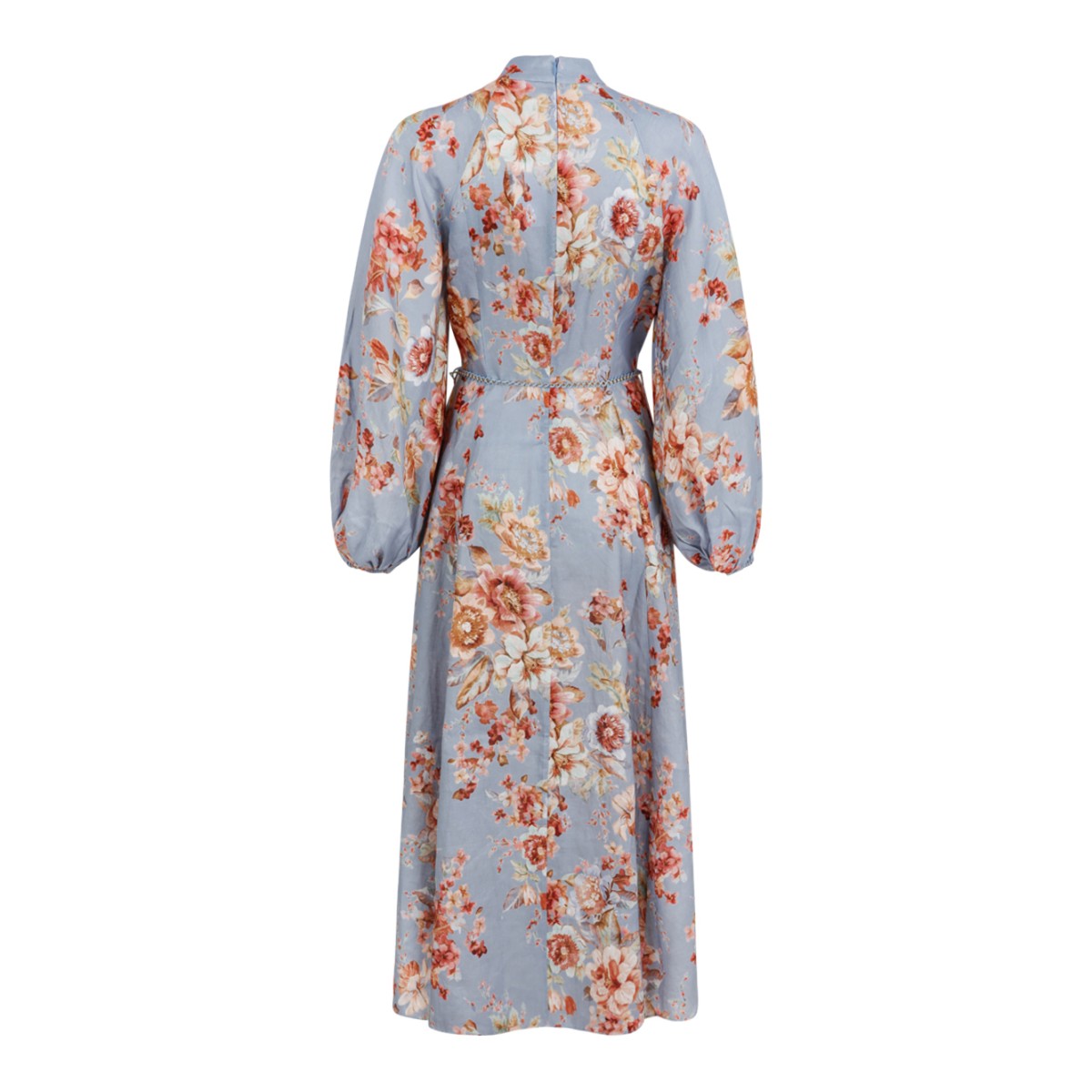 Zimmermann Blue Floral Linen Midi Dress.