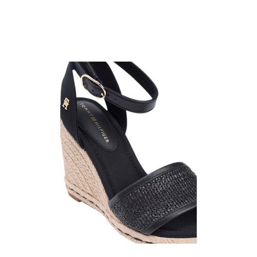 Tommy Hilfiger Black Espadrille Wedge Sandals.