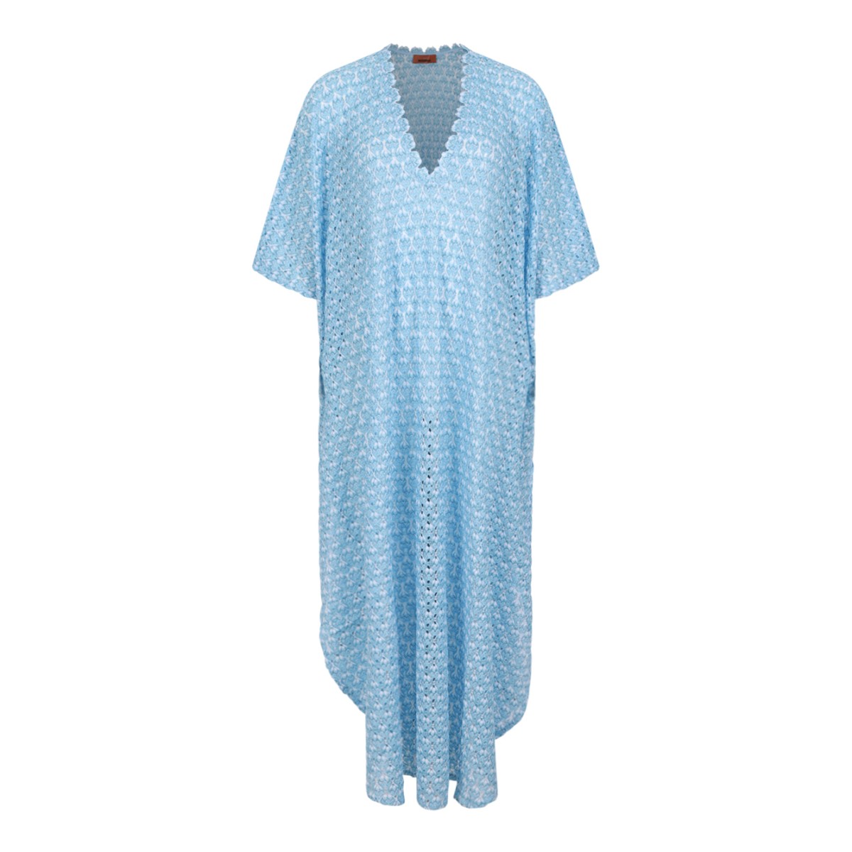 Missoni Light Blue Patterned Kaftan Maxi Dress.